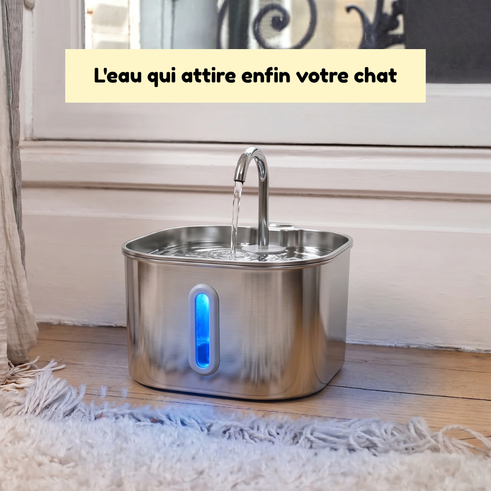 Fontaine à eau sans fil pour chat — 2,2L inox