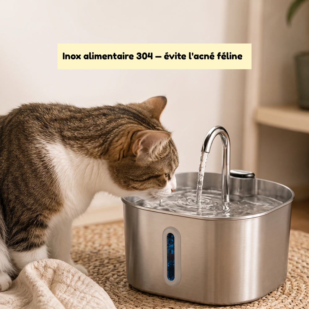 Fontaine à eau sans fil pour chat — 2,2L inox